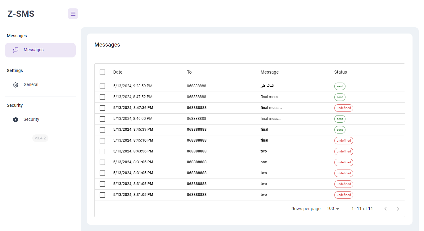 interface to track your sms